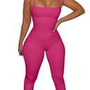 Women Spaghetti Strap Bodycon Tank One Piece Jumpsuits Rompers Playsuit, Large