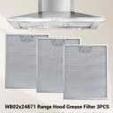 3PCS wb02x24871 Range Hood Grease Filter Compatible with GE JVW5361EJ1ES JVW5361EJ2ES JVW5361SJSS JVW5361BJ1TS, Approximately 11-13/16 x 10 Inches