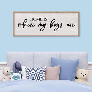 Home Is Where My Boys Are Wall Decor 40"15" mom and her boys Sign for boys room Playroom Large Wood Framed Wall Hanging Art (Wood)