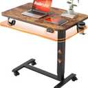 Agilestic Portable Standing Desk Height Adjustable, Mobile Table with Wheels, Small Size Sit Stand Table for Laptops, Rolling Desk for Home, 26" x 15.7"Computer Workstation, Rustic Brown