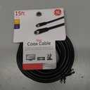 GE RG6 Coaxial Cable, 15 Ft. F-Type Connectors, Double Shielded Coax, Input Output, Low Loss Coax, Ideal for TV Antenna, DVR, VCR, Satellite Receiver, Cable Box, Home Theater, Black, 33627