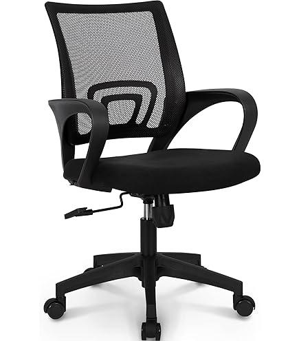 Office Chair with Flip-up Armrests Executive Ergonomic Computer Standing Desk Chair with Lumbar Support and Adjustable Footrest Ring (Black)