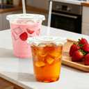 Lamosi 100 Pack 12 oz Clear Plastic Cups with Lids and Straws, Disposable Iced Coffee Cups with Lids for To-Go Cold Drinks, Smoothies and Slushie