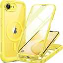 Miracase for iPhone 17e Case & iPhone 16e Case, Full-Body Phone with Built-in Glass Screen Protector, [Magnetic with MagSafe] Military Drop Proof 17 E/ 16 E Cover Bumper 6.1 inch, Yellow