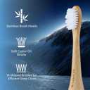 Bamboo Electric Toothbrush for Adults, Electric Toothbrush with 4 Bamboo Heads, Soft Castor Oil Bristles, 5 Modes, Smart Timer, Sonic Technology, IPX7 Waterproof, 70-Day Battery Life-Black