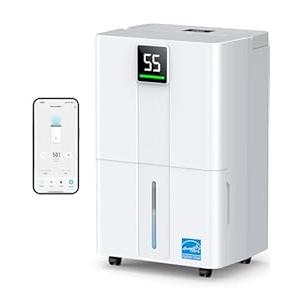 5000 Sq.Ft Most Efficient Energy Star 2025 Dehumidifier, Max 80 Pints/D Smart Compressor Dehumidifier, Smart APP WiFi Control with Drain Hose & 1.45 Gal Tank for Basement, Bedroom, Home, Bathroom