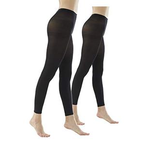 STYLEGAGA Women's 80Denier Semi Opaque Solid Color Footless Pantyhose Tights 2pair (M/L, Black), Pack 2