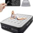 OlarHike Inflatable Queen Air Mattress with Built in Pump, 18"Elevated Durable Air Mattresses for Camping, Home&Guests, Fast&Easy Inflation/ Deflation Airbed, Black Double Blow up Bed, Travel Cushion, Indoor