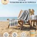 LANE LINEN Turkish Beach Towels Set of 4 - Oversized Beach Towel 39"x71", Durable Sand Proof Towel, Absorbent & Quick Dry, Perfect for Pool or Travel Alloy