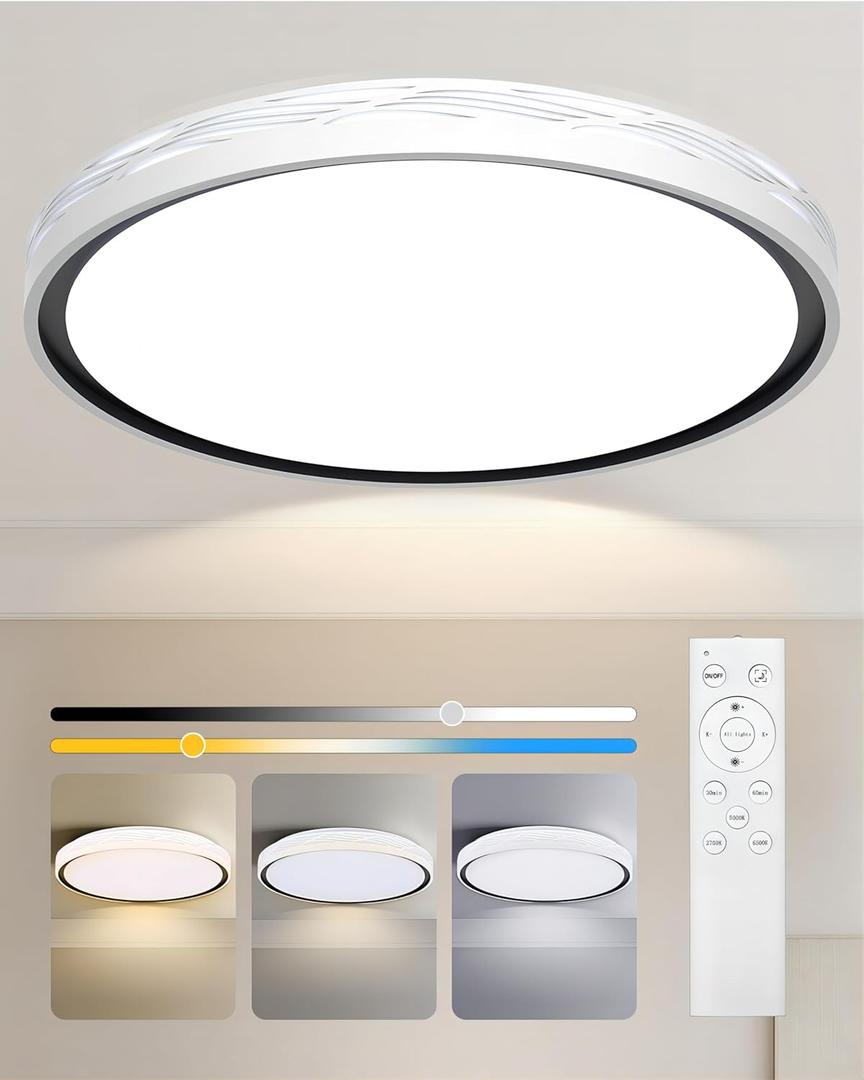 Led Ceiling Light Flush Mount,Bedroom Lights for Ceiling,led Kitchen Ceiling Light,Dimmable 70W 8000LM,3CCT Selectable Color Temperature,20 in for Living Room,Office,Hallway,Bedroom,Kitchen (White)
