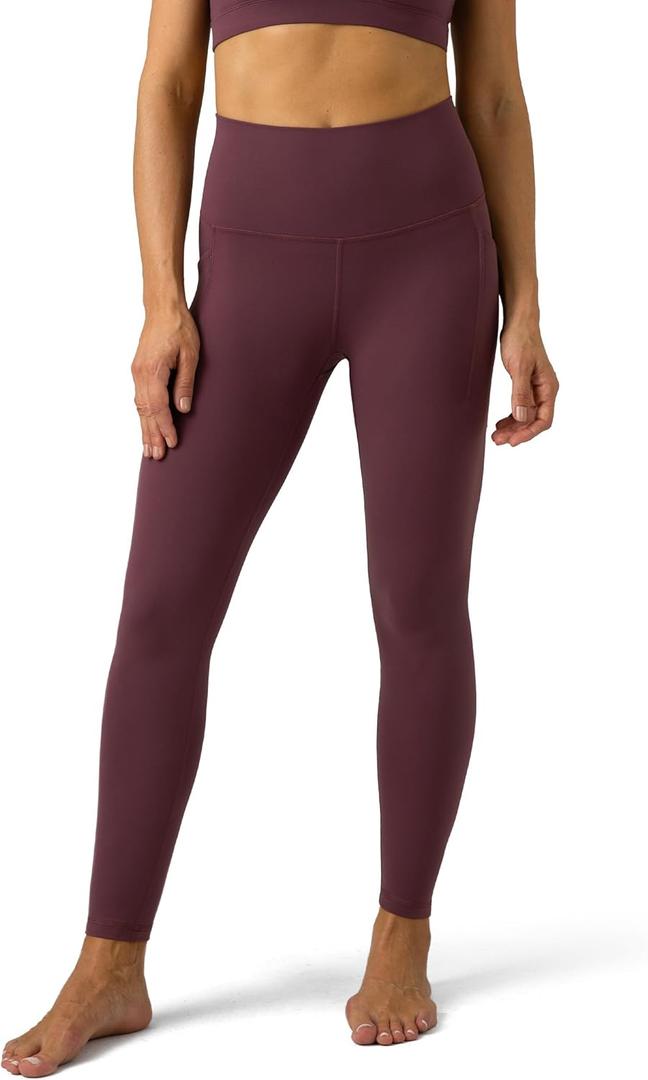 Colorfulkoala Women's Dreamlux High Waisted Workout Leggings 25" / 28" Inseam Yoga Pants with Pockets (Large, Plum Red)