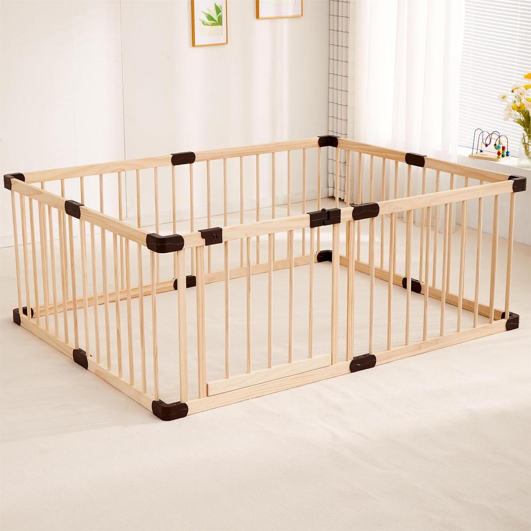Baby Playpen Fence Yards Area with Door Wooden,Playpen Play Pens for Babies and Toddlers,Toddler Playpen,Baby Play Fence Yards,Large Baby Playpen Wooden(12016061CM) (47.26324 Inch), Size: 47.2×63×24 Inch