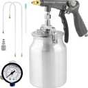 Air Undercoating Spray Gun with Suction Feed Cup & Gauge, 2 Extension Wands 360Straight Spray Hoses, Fluid Film Spray Gun for Truck Bed Liner Spray Coating, Rubberized Undercoat (Gray)