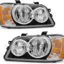 Headlight Assembly for 2001 2002 2003 Toyota Highlander with Clear Lens Chrome Housing Amber Reflector Replacement Left Right Pair