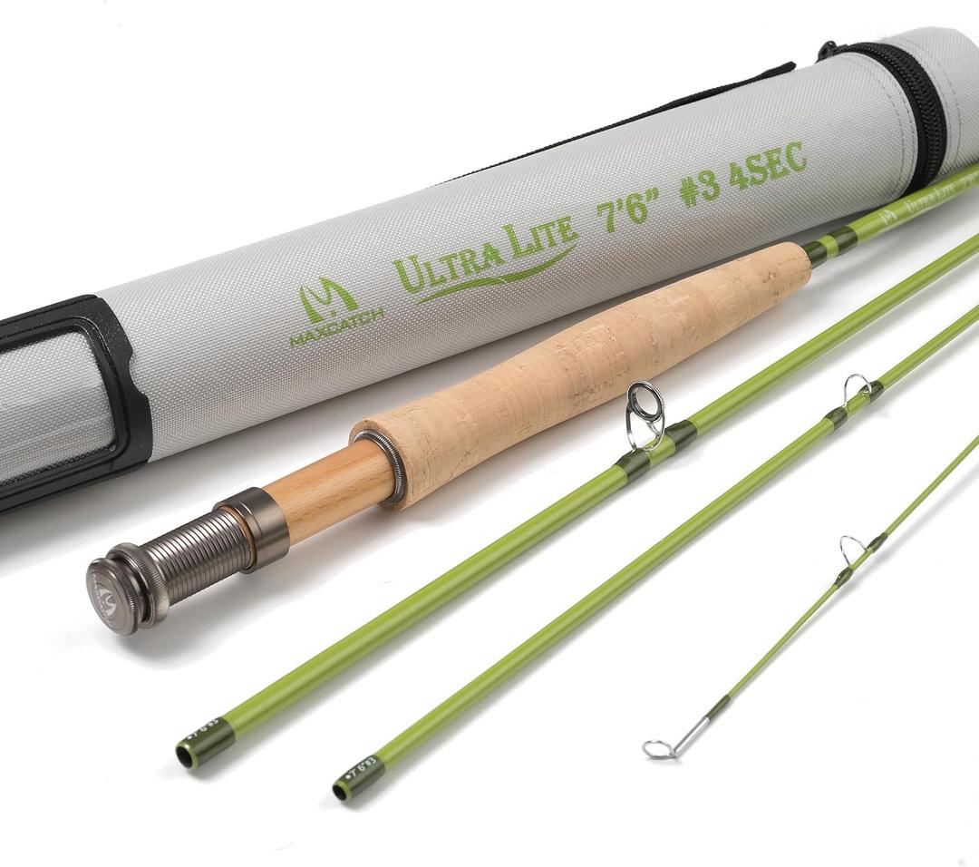 Maxcatch Ultra-Lite Fly Rod for Stream River Panfish/Trout Fishing, 6'0'' 2wt 3pcs