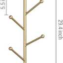MyGift 8 Hook Wall Mounted Modern Gold Tone Metal Hat and Coat Hanger Tree, Decorative Entryway Vertical Hanging Garment Rack with Branch Style Hooks for Umbrellas Scarves Purses
