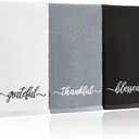 SmoothNovelty 3 Pcs Black White and Gray Fingertip Towels 100% Cotton Fall Farmhouse Bathroom Hand Towels 12 x 18 in Decorative Embroidery Blessed Thankful Grateful for Thanksgiving Gift Home Decor