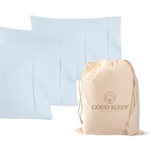 1000 TC Light Blue King Pillowcases Set of 4 100% Egyptian Cotton Pillow Cases with Long Staple Cotton & Sateen Weave, Silky Soft Hotel - Like Bed Pillow Covers for Comfy Sleeping, Snug Fit
