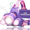 DanForce Headlamp, Ultra Bright Rechargeable LED Headlamp,LUMINUS 1080 Lumens,Zoomable Head Lamp Flashlight. Headlight USB Rechargeable, IPX45 HeadLamps for Camping, Outdoors,Red Light Include (Pink)