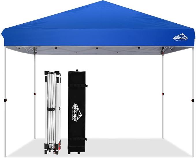 Canopy Tent, 10X10 FT Pop Up Canopy Outdoor Instant Tent Slant Legs with Carrying Bag, Portable Gazebo Shelter for Patio Deck Garden and Beach - 8X8 FT Canopy Cover, Blue