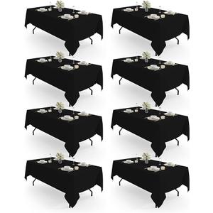 Pureegg Rectangle Table Cloth 60" x 84" – Durable Polyester Tablecloth Offers Reusable & Washable Protection, Ideal for Outdoor Party, Picnic, Wedding, Banquet and Birthday, 6 Pack, Black