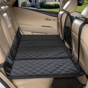 Car Bench Seat Extender for Dogs, Hammock Dog Bed with Firm Bottom for Car Camping Pet Travel Bed Mattress Pet Back Seat Protector for Standard Vehicles & SUVs (Black)