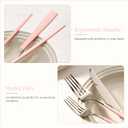 Astercook Silverware Set with Steak Knives 24-Piece Flatware Set for 4 Food-Grade Stainless Steel Pink Cutlery Set Mirror Polished Utensils Set Include Spoons and Forks for Home Kitchen Restaurant