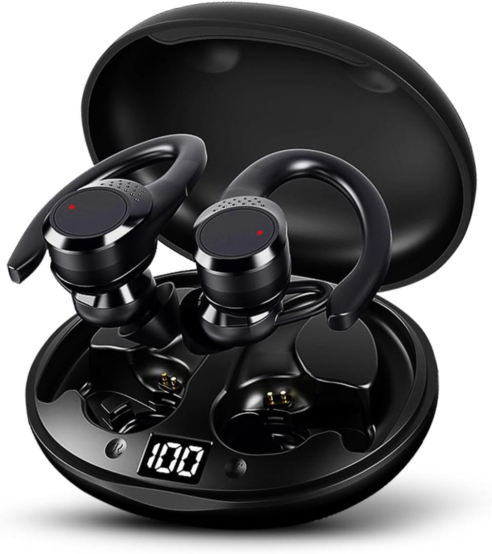 AX9 Pro Wireless Over Ear Earbuds 10H Single Playtime with Power Display, IPX6 Waterproof Wireless Earbuds Running Comfortable Premium Sound Gym Headphones (Black) AX9 Pro Wireless Over Ear Earbuds 10H Single Playtime with Power Display, IPX6 Waterproof Wireless Earbuds Running Comfortable Premium Sound Gym Headphones (Black)