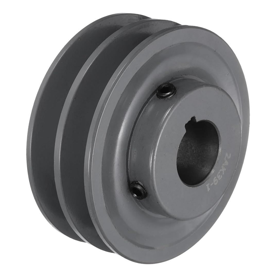 uxcell 2AK39-1 V-Belt Sheave 1"Bore 3.75"OD Double Groove Web Sheave Bored-to-Size Sheave, Cast Iron, Belt Section for 4L or A Belt