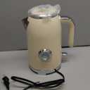 SUSTEAS Electric Kettle - 57oz Hot Tea Kettle Water Boiler with Thermometer, 1500W Fast Heating Stainless Steel Tea Pot, Cordless with LED Indicator, Auto Shut-Off & Boil Dry Protection, Beige