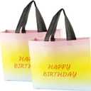2 x 2 Pcs 12.5 Inch Large Happy Birthday Gift Bag for Girls Kids Women Birthday (Colorful)