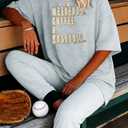 Baseball Shirts for Women Oversized Game Day Sports Fan Shirt Baseball Mama Puff and Glitter Short Sleeve Tee (Gray, L)
