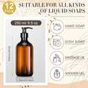 Tessco for you 12 Pack Amber Soap Dispenser Empty Plastic Pump Bottles Dispenser Refillable Shampoo Container for Hand Sanitizer Soap Lotion Body Wash Conditioner Bathroom Kitchen Travel(8.5 oz)