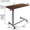 Vaunn Medical Pneumatic Adjustable Overbed Bedside Table With Wheels (Hospital and Home Use)