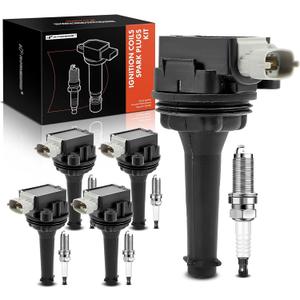 A-Premium Set of 5 Ignition Coil Pack and Iridium Spark Plugs Compatible with Volvo S60 2012 2.5L, C30 2007-2010 2.4L, S40 2004-2010 2.4L, V50 2005-2010 2.4L