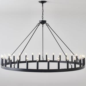 53 Inch Black Extra Large Wagon Wheel Chandelier, 30-Lights Farmhouse Industrial Round High Ceiling Pendant Light Adjustable Chain, for Dining Room, Living Room 53 Inch Black Extra Large Wagon Wheel Chandelier, 30-Lights Farmhouse Industrial Round High Ceiling Pendant Light Adjustable Chain, for Dining Room, Living Room