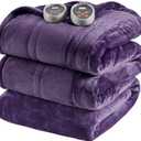 Beautyrest Heated Blanket, Electric Blanket, Soft, Warm, Reversible Plush - Sherpa Heating Blanket with 20 Heat Settings, 1-10 hrs Timer Auto Shut Off, Machine Washable, King (90 inx100 in), Purple