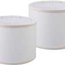 lampshades Set of 2, Drum Lamp Shades Set of 2, Lamp Shades for Table Lamps Easy Assembly Required Lamps Shades Natural Linen Fabric(White, 10"x10"x8")