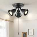 3 Light Track Lighting Fixtures Ceiling with Pull Chain On/Off, Black Kitchen Track Light Adjustable Directional Ceiling Spotlight, Gu10 Pull Chain Light for Kitchen Sink Hallway, No Bulb