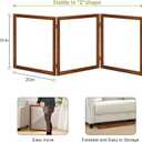 LZRS Clear Dog Gate for Indoor Use - Transparent Pet Fence with Solid Hardwood and Plastic Board, Stylish & Durable freestanding Pet Gate for Doorways, Stairs and Hallways-3 Panel Cherry