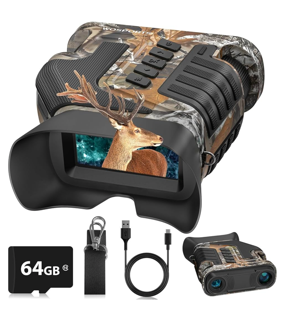 WOSPORTS 4K Night Vision Goggles – up to 80X Total Magnification, 10X Optical + 8X Digital Zoom, 1315FT Vision Range, 5000mAh Rechargeable Battery, IPX Waterproof NVG, Gifts for Men