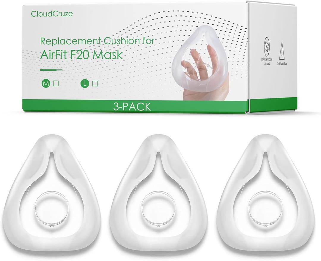 Replacement Cushion for AirFit F20 Mask Large, FSA & HSA Eligible, 3-Pack Compatible with Original F20 Frame, Reliable Seal & Perfect Fit for Full Face Mask