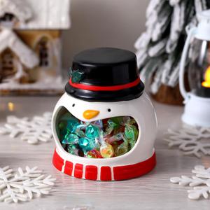 Ceramic Winter Snowman Candy Dish Winter Candy Bowls Holiday Bowl Red White Black Snowman Decorative Dish for Home Desk Party Table Centerpiece