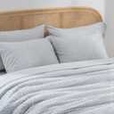 EVERGRACE King Comforter Set, 7-Piece Bed in a Bag, Shabby Chic Boho Tufted Comforter with Diamond Embroidery, Soft All Season Microfiber Bedding Set with Sheets, Pillowcases & Shams, Light Gray