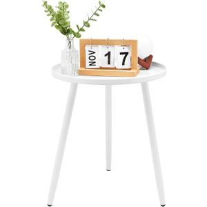 Linpla End/Side Tables - Small Round Accent Table, Metal White Narrow Night Stands with 3 Legs, Ideal for Any Room-Side Tables Living Room, Bedroom, Plant Stand Balcony, Indoor & Outdoor, 15.8 inches x 15.8 inches x 18.9 inches