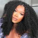 18 Inch Curly Half Wig Human Hair 180 Density 3 In 1 Seamless Flip Over Half Wigs Beginner Friendly Glueless Wear and Go Kinky Curly Wig Human Hair Drawstring Headband Wig for Women