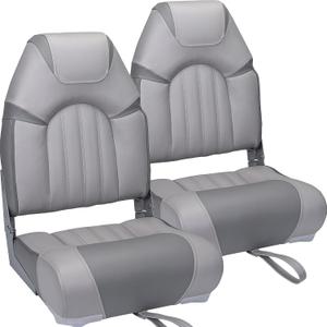 2 Pack High Back Folding Boat Seats Fishing Boat Chair for Bass