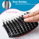 Boar Bristle Hair Brush Set - Dry/Wet Hair Brushes Detangler for Fine, Thick, Curly Hair - Curved and Vented Hair Brush for Women, Men or Kids