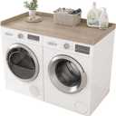 Piskyet Washer Dryer Countertop,Laundry Countertop with Edge Rails,27.5" Depth x 54" Wood Countertop for Washer and Dryer,Laundry Machine Topper for Laundry Room Organization and Storage(Grey)