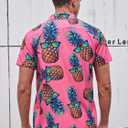 RAISEVERN Mens Hawaiian Shirt Casual Button Down Short Sleeve Tropical Beach Dress Shirt for Summer Holiday (Pink, M)